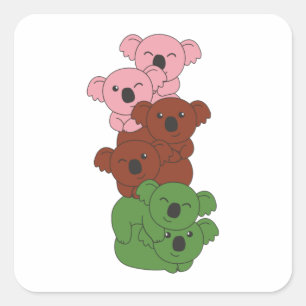 Adesivo Quadrado Orgulho de Sinalizador Gynosexual Lgbtq Cute Koala