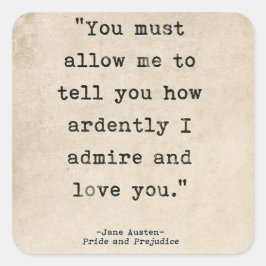 Adesivo Quadrado Orgulho e Preconceito - citação Darcy