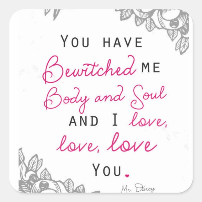 Adesivo Quadrado Orgulho e Preconceito - Sr. Darcy (Frente)