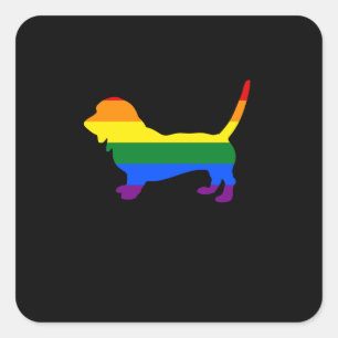 Adesivo Quadrado Orgulho gay Dog Basset Hound Orgulho gay Flag