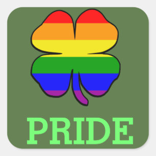 Adesivo Quadrado Orgulho gay Rainbow flag Shamrock