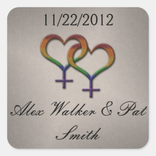 Adesivo Quadrado Orgulho Lésbico Arco-Íris Mulheres Símbolos de Gên