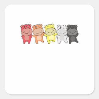 Adesivo Quadrado Orgulho Lgbtq Cute Hippo