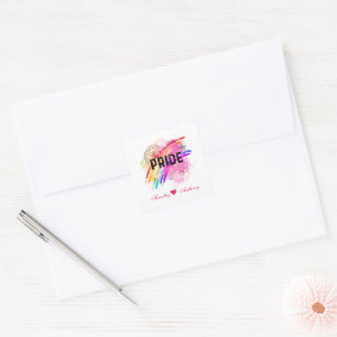 Adesivo Quadrado Orgulho LGBTQ Personalizado Cor do Arco-Íris