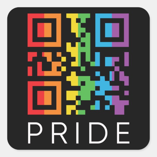 Adesivo Quadrado Orgulho Rainbow QR Code LGBTQIA+ (Frente)