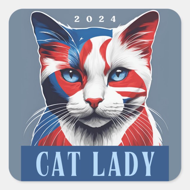 Adesivo Quadrado Orgulhosa Lady Democrat 2024 Eleição Dos EUA (Frente)