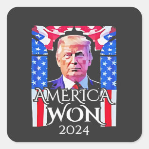 Adesivo Quadrado Orgulhoso Americano Maga Trump Ganhou Dia de Inaug