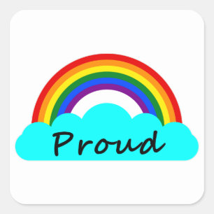 Adesivo Quadrado Orgulhoso - Arco-íris LGBT