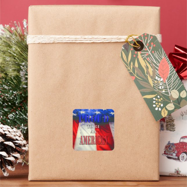 Adesivo Quadrado Orgulhoso de ser americano (Feriado)