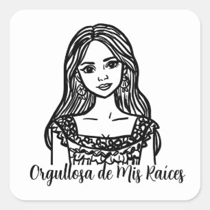 Adesivo Quadrado Orgullosa de Mis Raíces Arte em Linha Mexicana