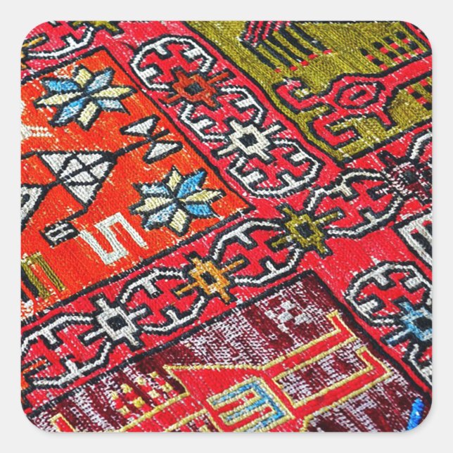 Adesivo Quadrado Oriental persa, padrão turco, tapete (Frente)