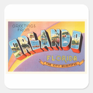 Adesivo Quadrado Orlando Florida FL Antiga Viagens vintage Souvenir
