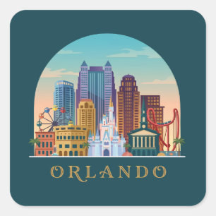 Adesivo Quadrado Orlando Florida Moderno Céu Vintage