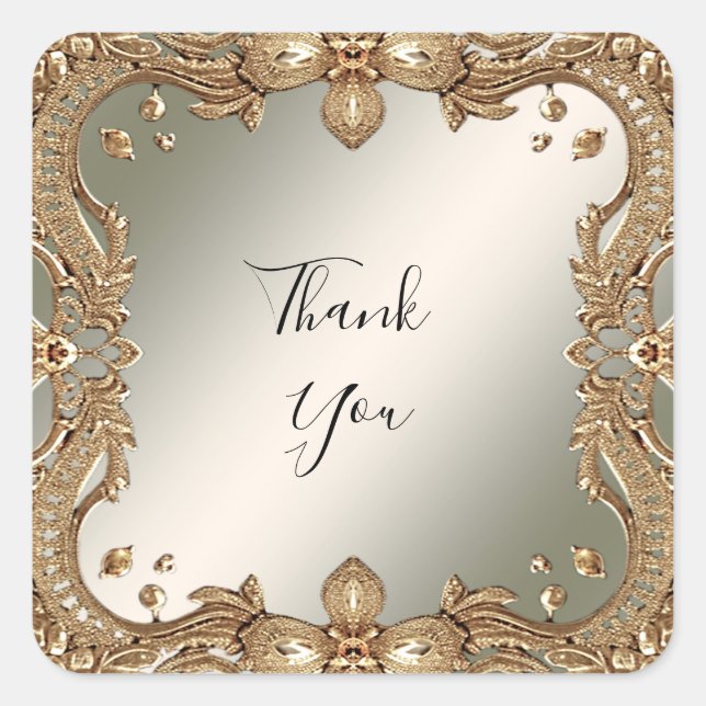 Adesivo Quadrado Ornamentado Dourado (Frente)