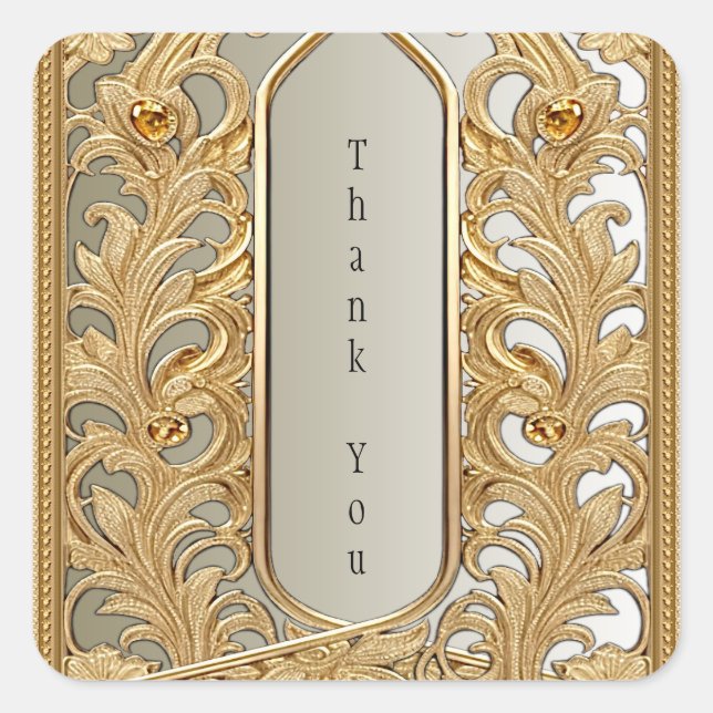 Adesivo Quadrado Ornamentado Dourado moderno (Frente)