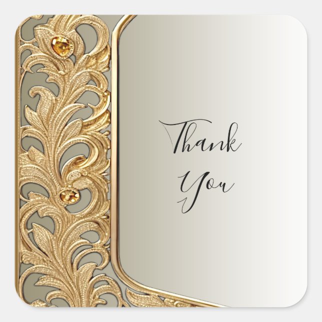 Adesivo Quadrado Ornamentado Dourado moderno (Frente)