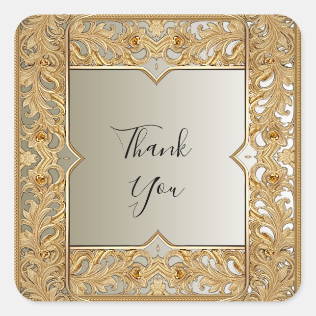 Adesivo Quadrado Ornamentado Dourado moderno (Frente)