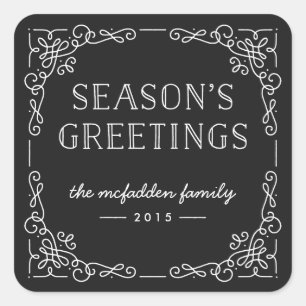 Adesivo Quadrado Ornamentado Frame Holiday Sticker - Onyx