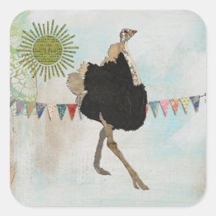 Adesivo Quadrado Ornamentado Ostrich Sunshine Sticker