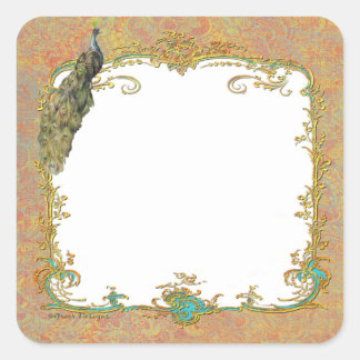 Adesivo Quadrado Ornamentado Peacock n Paisley Art