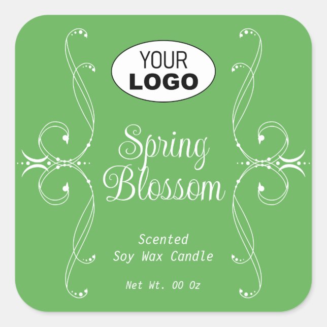 Adesivo Quadrado Ornamentado verde-florescente de Pastel liso decor (Frente)