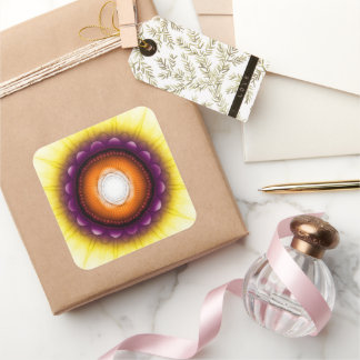 Adesivo Quadrado Ornamento azul-alaranjado místico