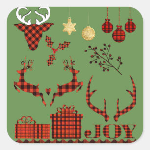 Adesivo Quadrado Ornamento da xadrez do Natal
