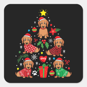Adesivo Quadrado Ornamento de Árvore de Natal Engraçado Cão Engr