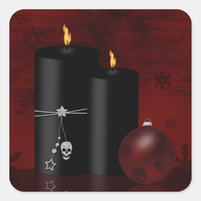 Adesivo Quadrado Ornamento de Velas de Natal Gótica (Frente)
