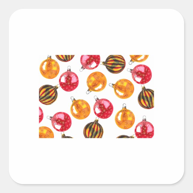 Adesivo Quadrado Ornamentos de Árvore de Natal 28 (Frente)