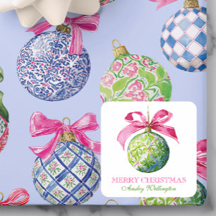 Adesivo Quadrado Ornamentos de Balas de Pré-Papoila de Natal