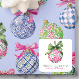 Adesivo Quadrado Ornamentos de Balas de Pré-Papoila de Natal