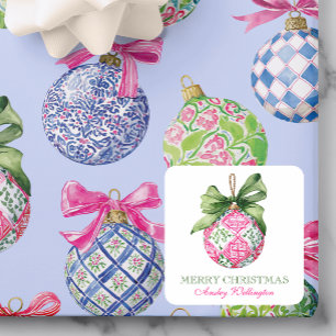 Adesivo Quadrado Ornamentos de Balas de Pré-Papoila de Natal