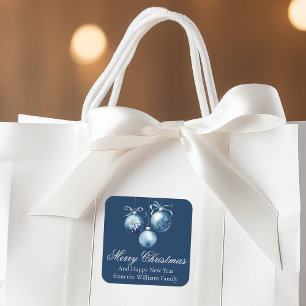 Adesivo Quadrado Ornamentos de Natal de Chic Blue Merry Personaliza