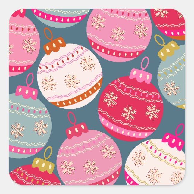 Adesivo Quadrado Ornamentos Festivos Natal (Frente)