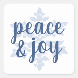 Adesivo Quadrado Ornamentos Flocos de Neve Azul-Gelo