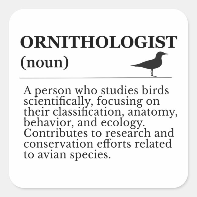 Adesivo Quadrado Ornithologist Definition - Vogelkunde (Birdwatchin (Frente)