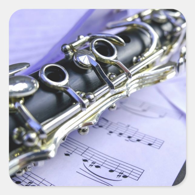 Adesivo Quadrado Orquestra de Bandas de Música Clarinet Sheet (Frente)