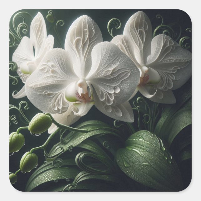 Adesivo Quadrado Orquídea Branca (Frente)
