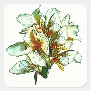Adesivo Quadrado Orquídeas retros