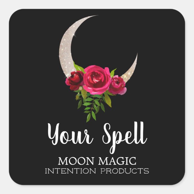 Adesivo Quadrado Ortografia de Intenção de Lua Negra (Frente)