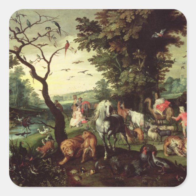 Adesivo Quadrado Os animais entrando na arca de Noé (Frente)