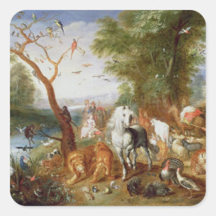 Adesivo Quadrado Os animais que entram na arca de Noah