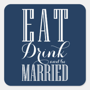 Adesivo Quadrado Os azuis marinhos comem a bebida e sejam casamento
