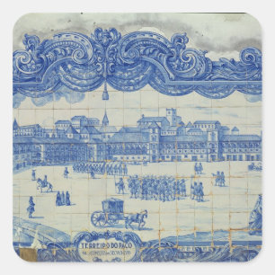 Adesivo Quadrado Os azulejos de Azulejos que descrevem o Praca