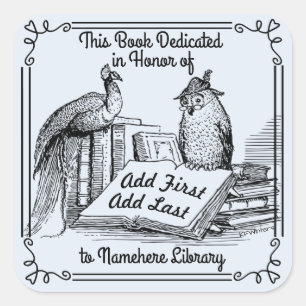 Adesivo Quadrado Os Bookplates da dedicação da biblioteca,