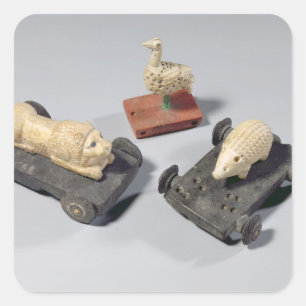 Adesivo Quadrado Os brinquedos das crianças: um ouriço, um leão 