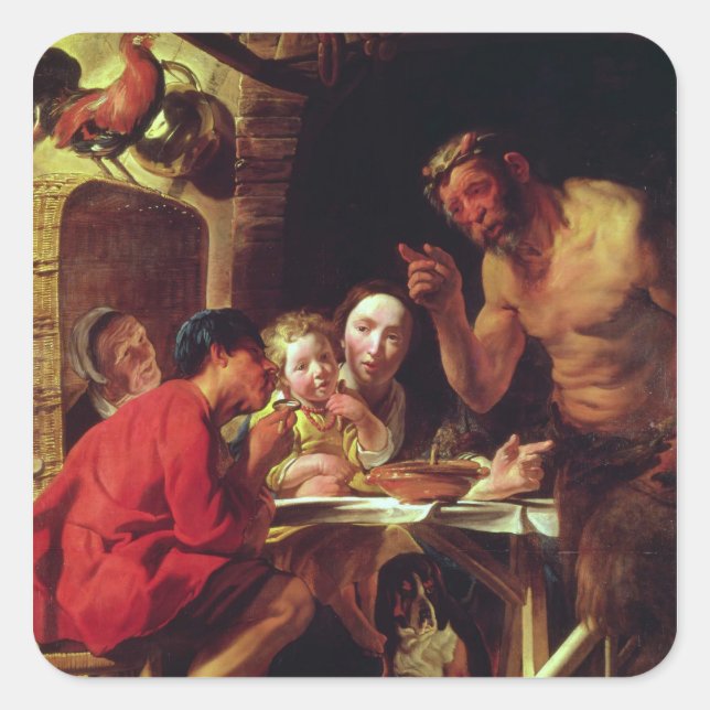 Adesivo Quadrado Os camponeses e o Satyr (Frente)