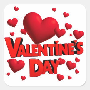 Adesivo Quadrado Os corações do namorados adoram