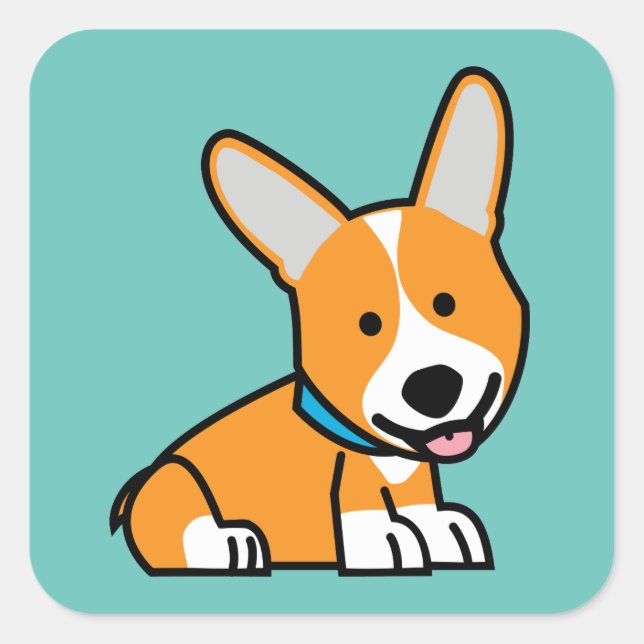 Adesivo Quadrado Os Corgis do Corgi perseguem o Pembroke feliz (Frente)